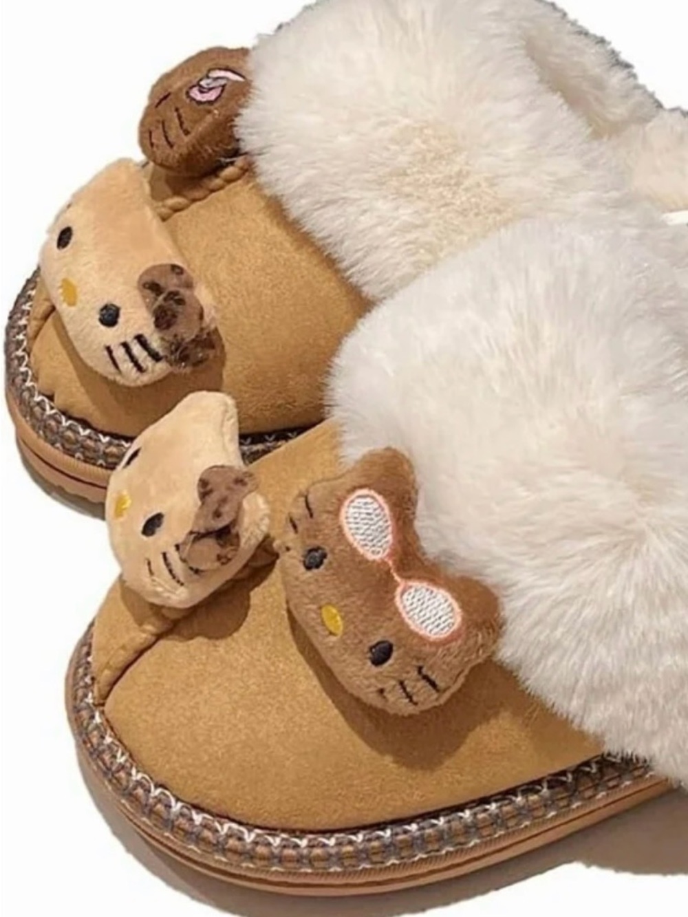 Hello Kitty ugg like Fuzzy Slippers Women 
Size 38-39 = 7/7.5